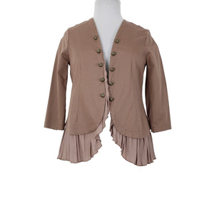 Torrid NEW $69 Sz 0 Tan Twill Sheer Peplum Georgette Cotton Spandex Wrap Sweater