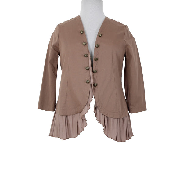 Torrid NEW $69 Sz 0 Tan Twill Sheer Peplum Georgette Cotton Spandex Wrap Sweater