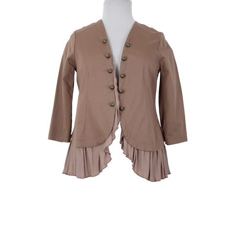 Torrid NEW $69 Sz 0 Tan Twill Sheer Peplum Georgette Cotton Spandex Wrap Sweater