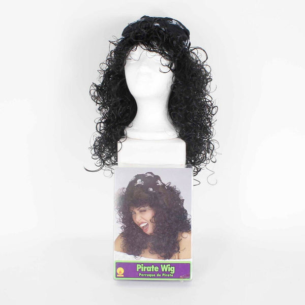 Rubie's Costume Co. NEW OS Black White Curly Long Hair Skull Cap Pirate Wig