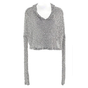Staring at Stars Sz S Black Cream Drop Shoulder Hooded Poly Ray Crop Sweater