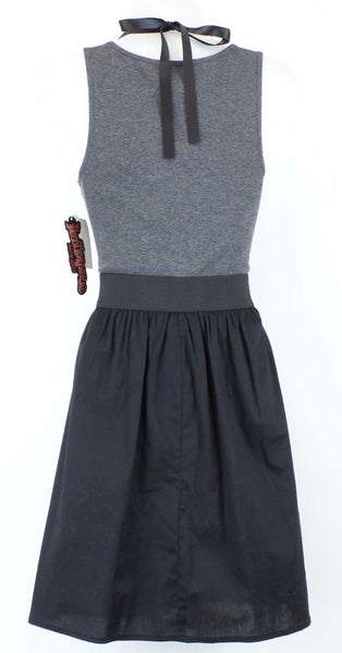 Hot Tempered New $25 Sz M Black Charcoal Beaded Neck Knit Cotton Bld Dress
