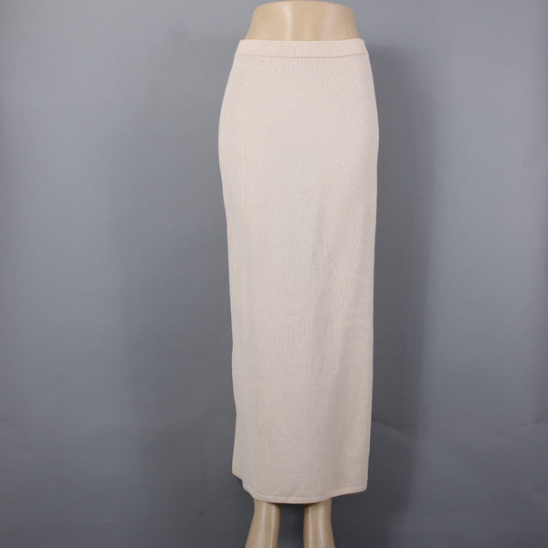 St John Evening Sz 6 Cream Beige Ivory Full Length Santana Knit Wool Blend Skirt