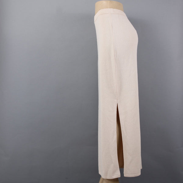 St John Evening Sz 6 Cream Beige Ivory Full Length Santana Knit Wool Blend Skirt
