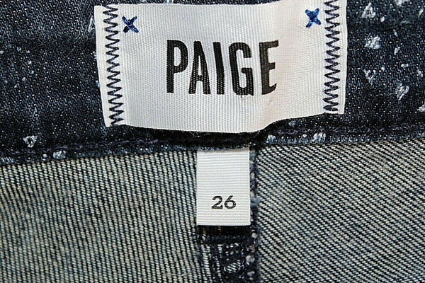 Paige Sz 26 x 2 Blue White Stamped Fringe Denim Cotton Blend Shorts