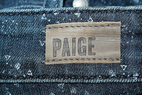 Paige Sz 26 x 2 Blue White Stamped Fringe Denim Cotton Blend Shorts