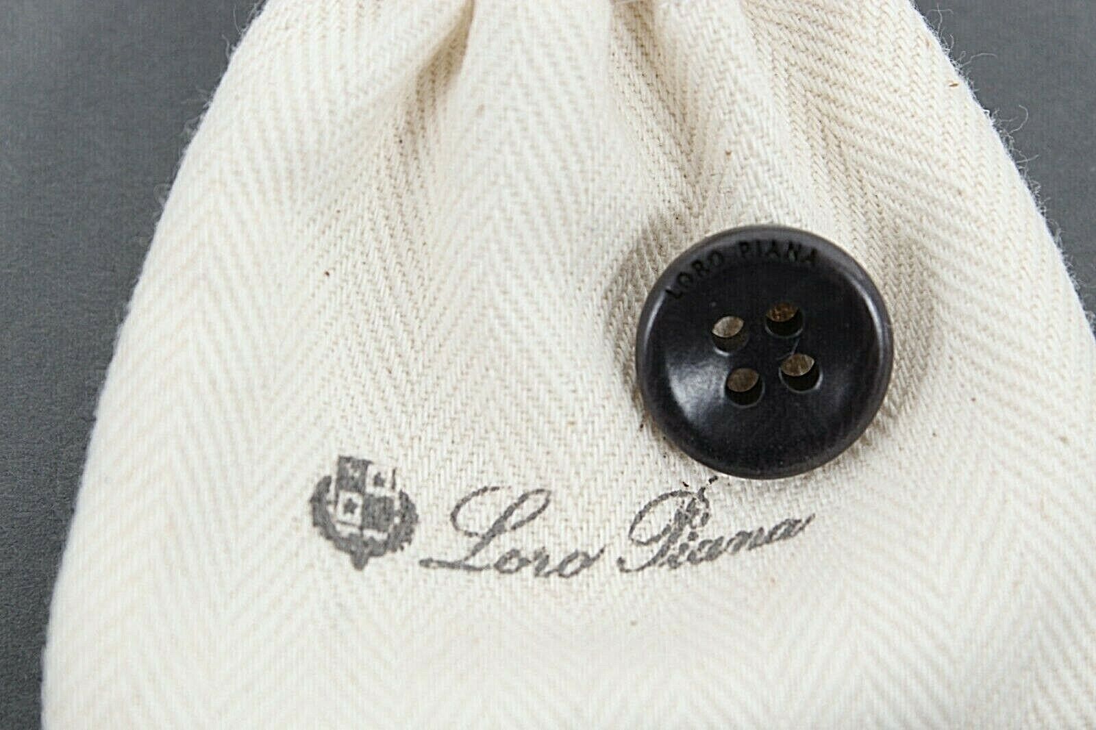 Loro Piana NEW Black 100% Cotton Drawstring Pouch Spare Button