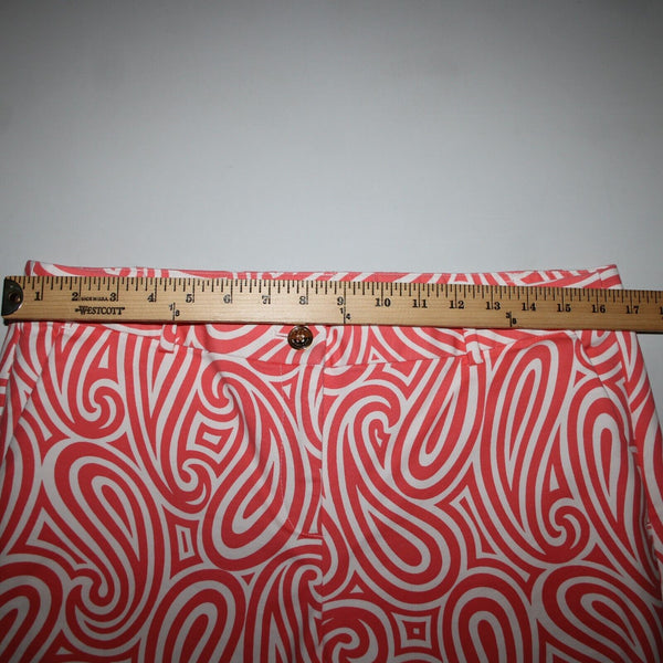 Michael Kors Sz 10 x 28 Orange Pinkish White Swirl Abstract Pockets Cotton Pant