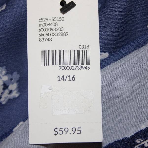 Lane Bryant Top NEW $60 Sz 14/16 Navy Blue White Floral 100% Polyester Top