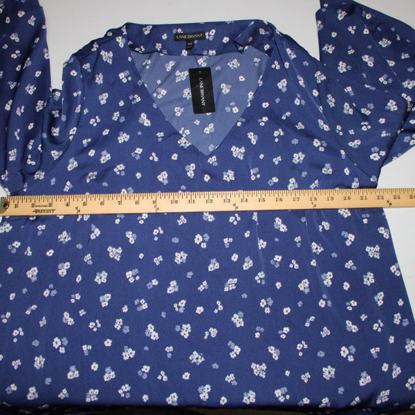 Lane Bryant Top NEW $60 Sz 14/16 Navy Blue White Floral 100% Polyester Top