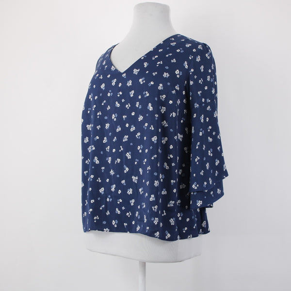 Lane Bryant Top NEW $60 Sz 14/16 Navy Blue White Floral 100% Polyester Top