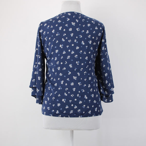 Lane Bryant Top NEW $60 Sz 14/16 Navy Blue White Floral 100% Polyester Top
