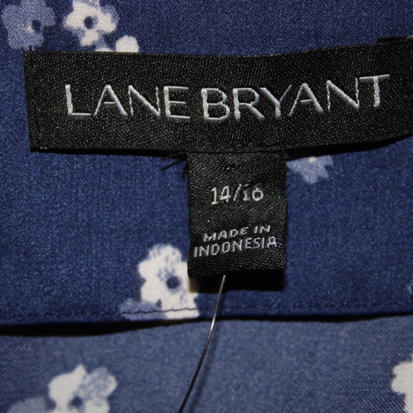 Lane Bryant Top NEW $60 Sz 14/16 Navy Blue White Floral 100% Polyester Top