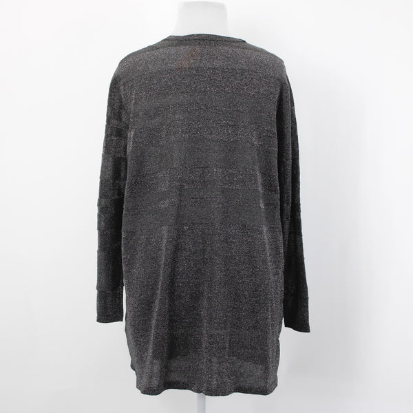 August Silk Cardigan Wrap Sz 3X Silver Charcoal Black Stripe Viscose Blend Cardi