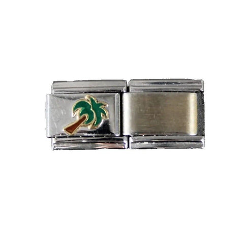 Linx Palm Tree Stainless Enamel Elastic Stretch Chain Link Italian Charm