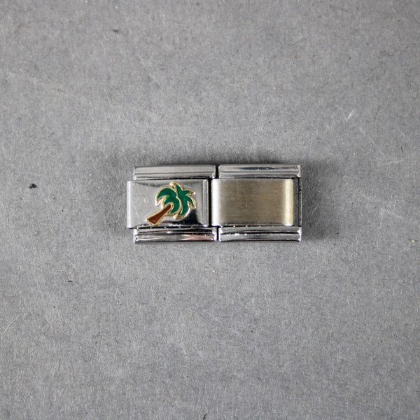 Linx Palm Tree Stainless Enamel Elastic Stretch Chain Link Italian Charm