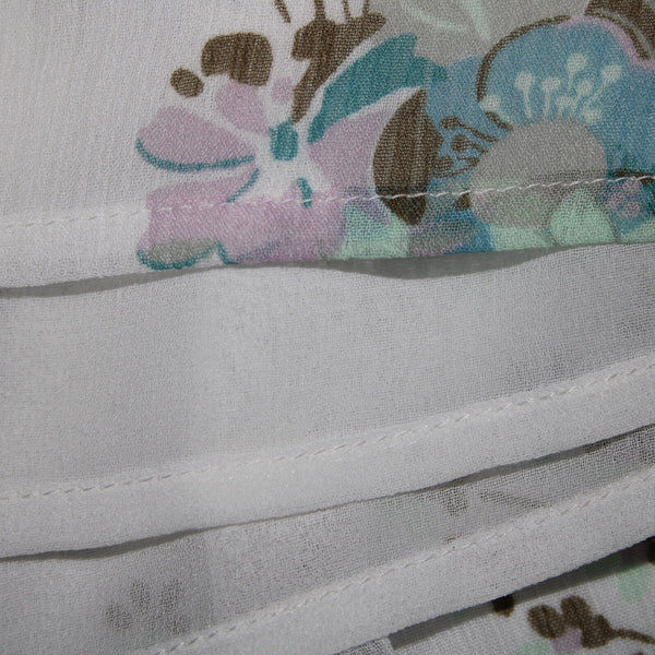 Loft NEW Petites Sz SP White Green Multi Color Floral V Neck 100% Polyester Top
