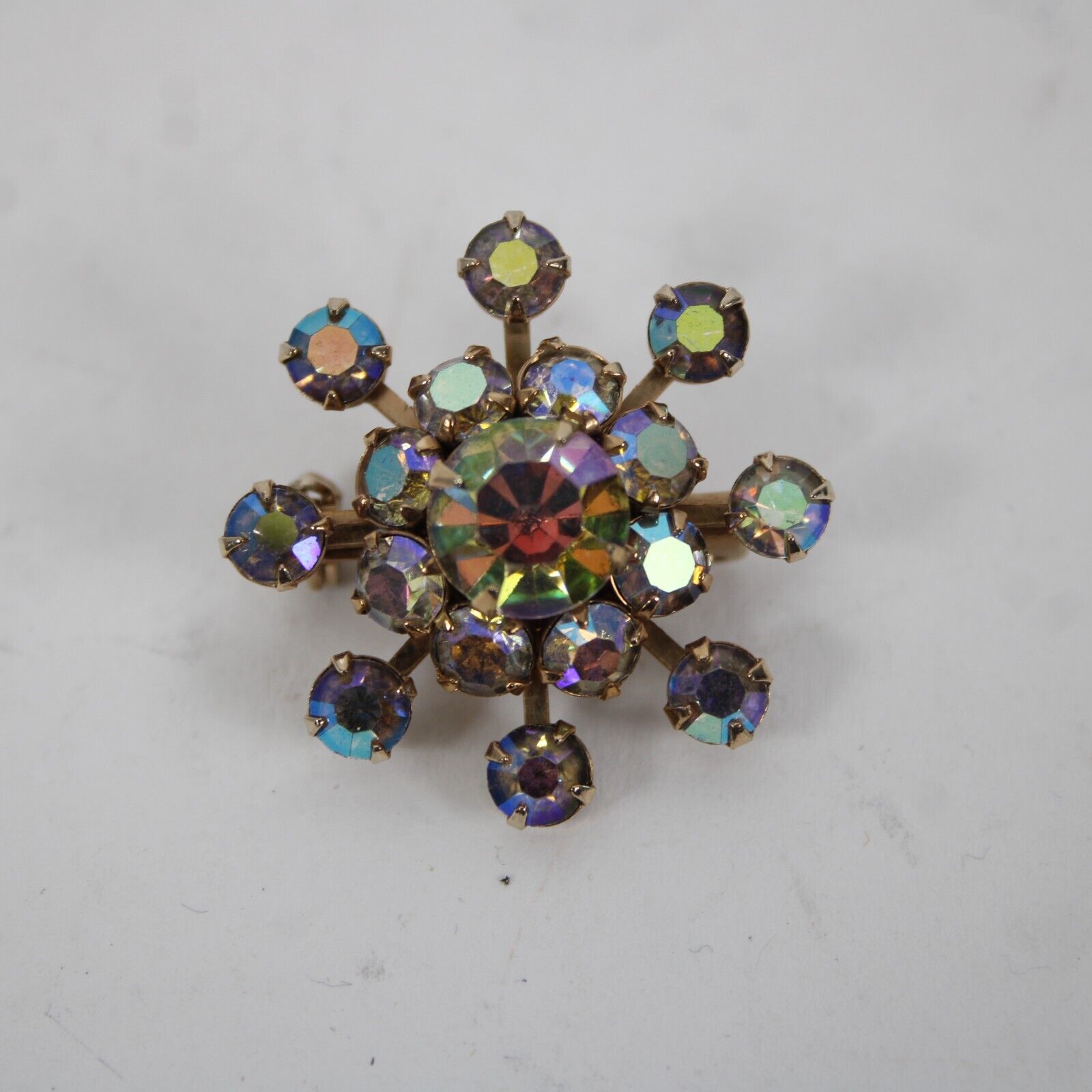 Unbranded Gold Tone Rhinestones 1" Pin