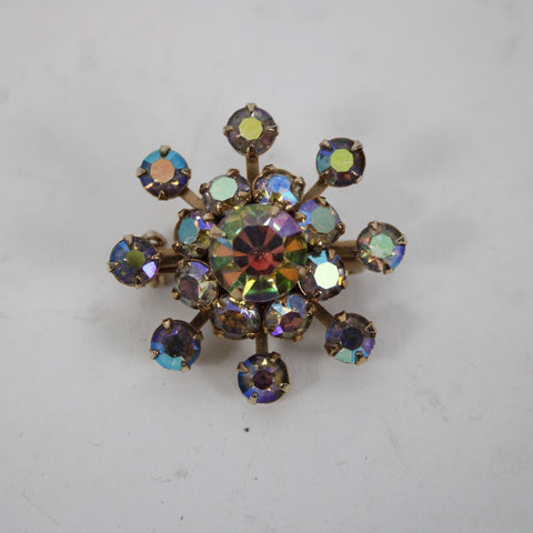 Unbranded Gold Tone Rhinestones 1" Pin