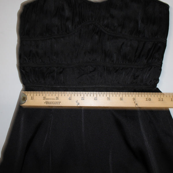 Stella Laguna Beach Sz S Black Ruching Lined Zip Sweetheart Neck Polyester Dress