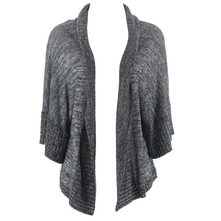 Karen Kane Sz L Gray Black Silver Open Kimono Sleeve Rayon Poly Cardigan