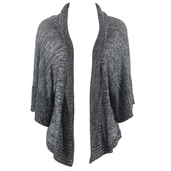 Karen Kane Sz L Gray Black Silver Open Kimono Sleeve Rayon Poly Cardigan