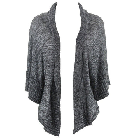 Karen Kane Sz L Gray Black Silver Open Kimono Sleeve Rayon Poly Cardigan