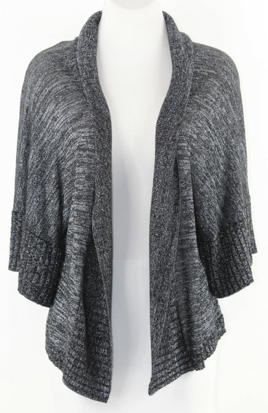 Karen Kane Sz L Gray Black Silver Open Kimono Sleeve Rayon Poly Cardigan