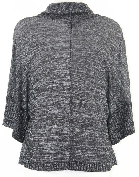 Karen Kane Sz L Gray Black Silver Open Kimono Sleeve Rayon Poly Cardigan