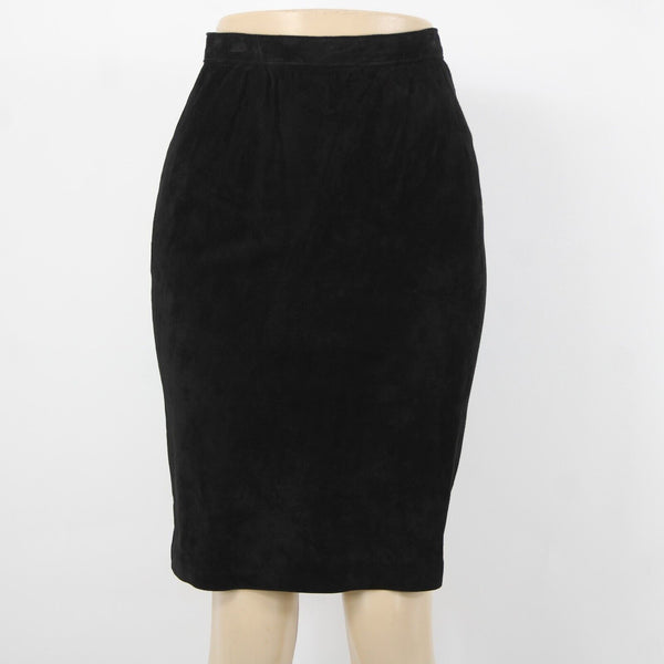 Patricia Wolf NEW Sz 6 Black Lined Knee Length Pig Suede Pencil Skirt