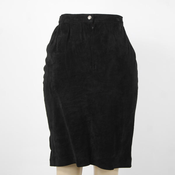 Patricia Wolf NEW Sz 6 Black Lined Knee Length Pig Suede Pencil Skirt