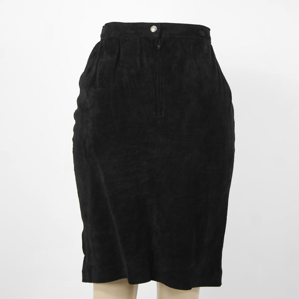 Patricia Wolf NEW Sz 6 Black Lined Knee Length Pig Suede Pencil Skirt