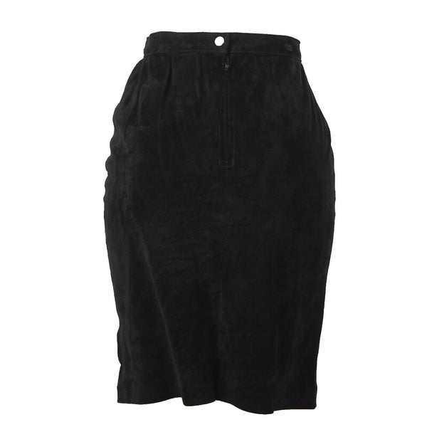 Patricia Wolf NEW Sz 6 Black Lined Knee Length Pig Suede Pencil Skirt