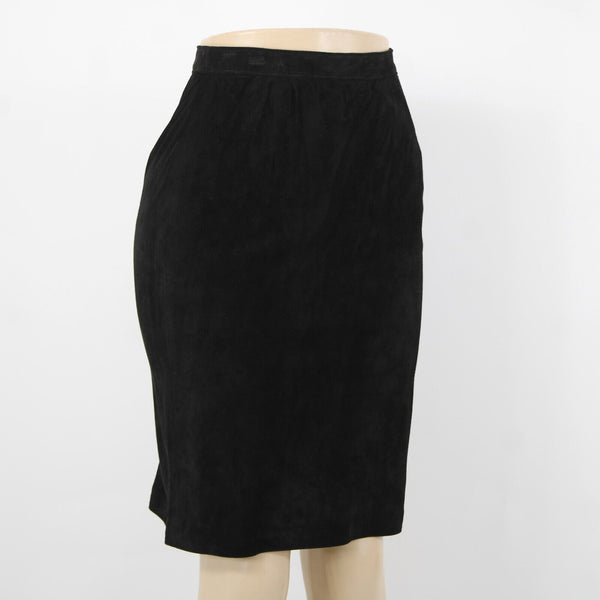 Patricia Wolf NEW Sz 6 Black Lined Knee Length Pig Suede Pencil Skirt