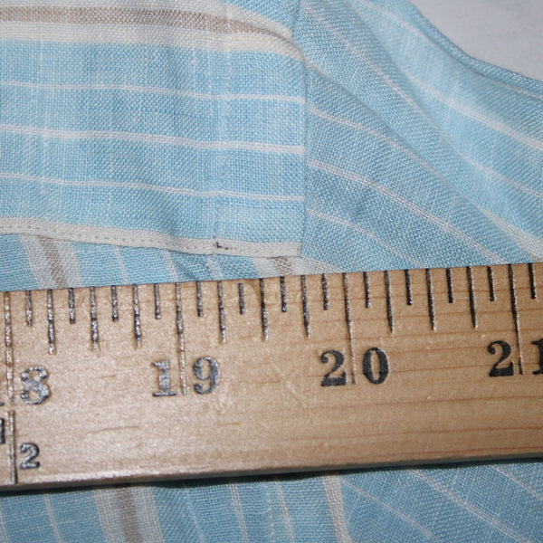 Brioni Sz M Light Blue White Brown Collared Button Down 100% Linen Shirt