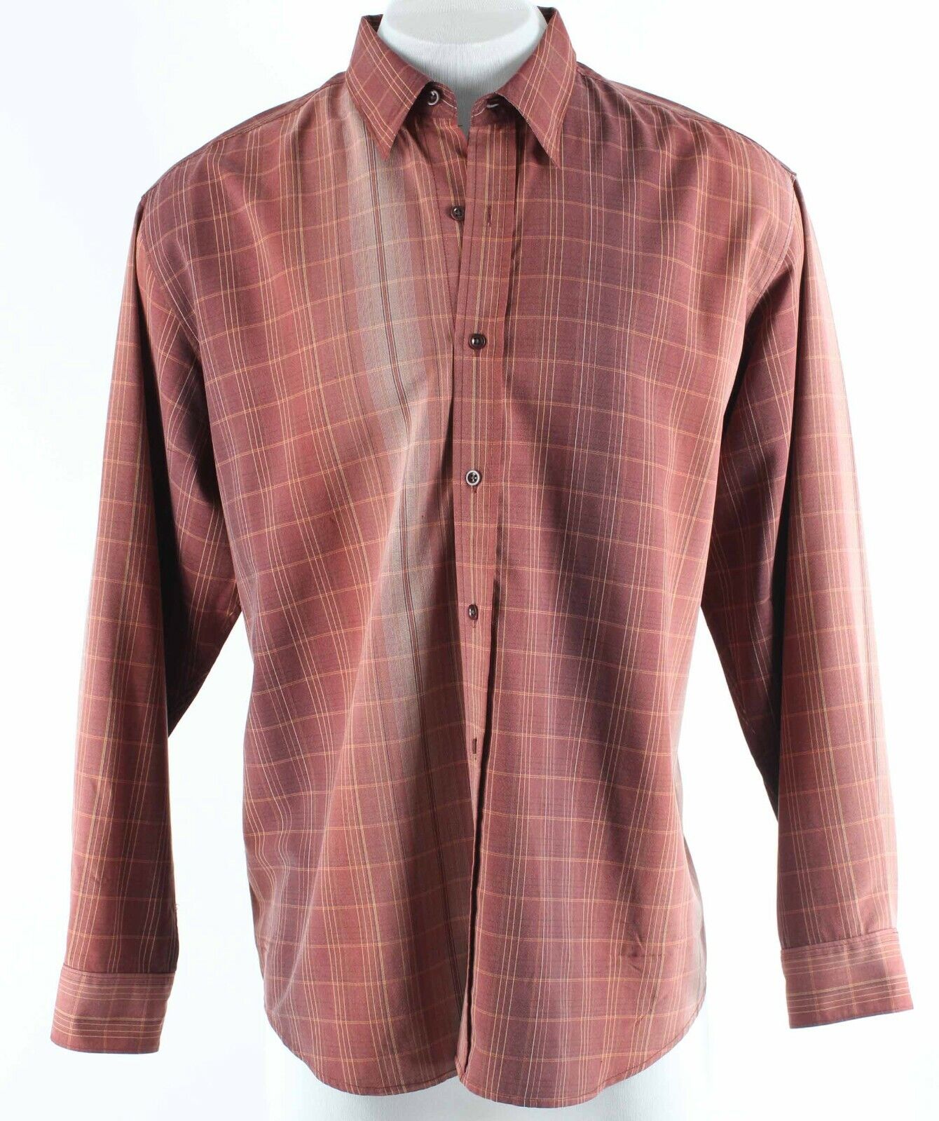 Tommy Bahama Sz XL Rust Plaid Button Front 100% Silk Men's Shirt
