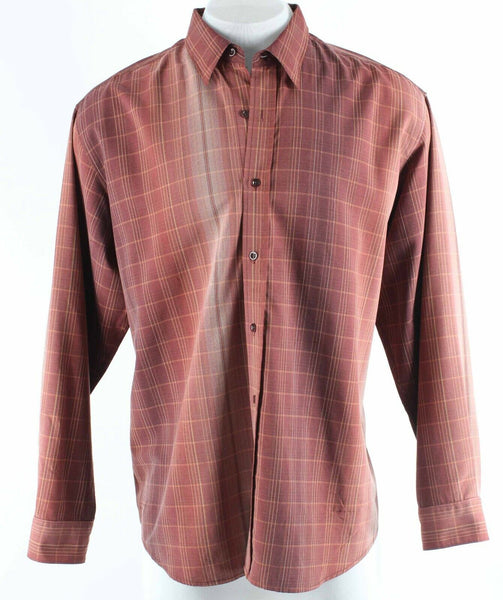 Tommy Bahama Sz XL Rust Plaid Button Front 100% Silk Men's Shirt