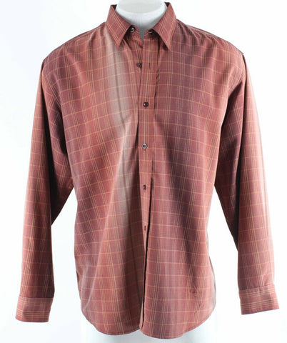 Tommy Bahama Sz XL Rust Plaid Button Front 100% Silk Men's Shirt