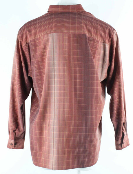 Tommy Bahama Sz XL Rust Plaid Button Front 100% Silk Men's Shirt