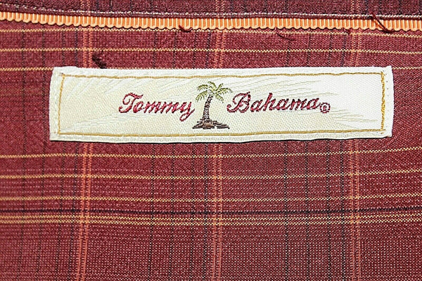 Tommy Bahama Sz XL Rust Plaid Button Front 100% Silk Men's Shirt
