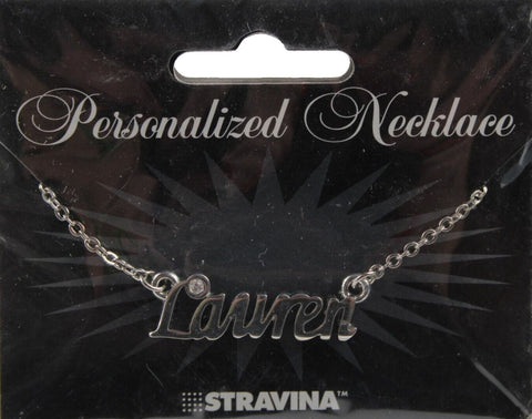 LAUREN NEW Name Silvertone Rhinestone 14.5" w 4.5" Multi Ring Ext Necklace 2