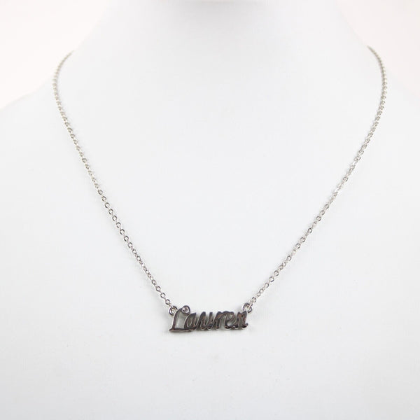 LAUREN NEW Name Silvertone Rhinestone 14.5" w 4.5" Multi Ring Ext Necklace 2