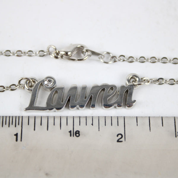 LAUREN NEW Name Silvertone Rhinestone 14.5" w 4.5" Multi Ring Ext Necklace 2