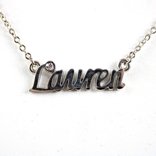 LAUREN NEW Name Silvertone Rhinestone 14.5" w 4.5" Multi Ring Ext Necklace 2