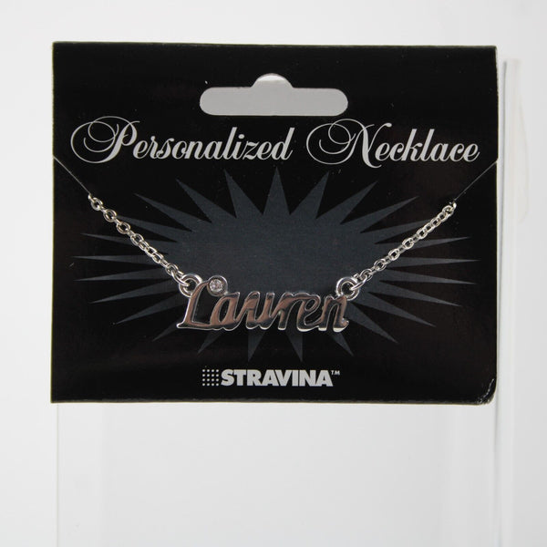 LAUREN NEW Name Silvertone Rhinestone 14.5" w 4.5" Multi Ring Ext Necklace 2