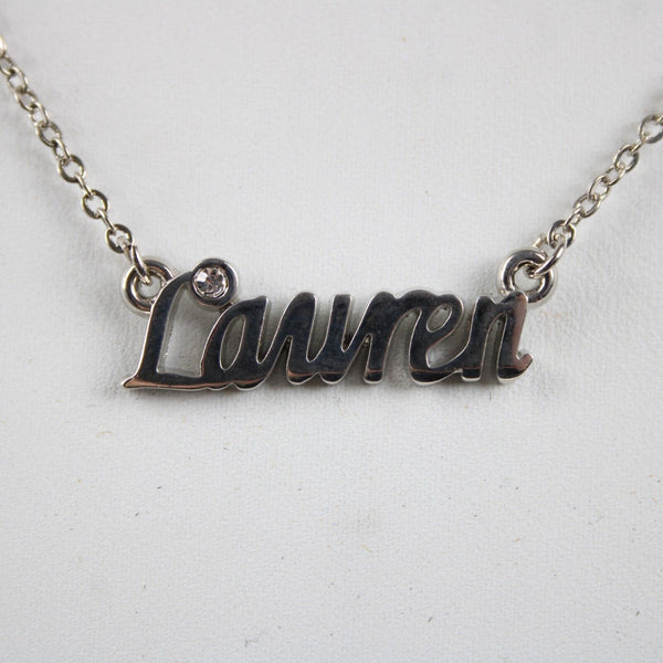 LAUREN NEW Name Silvertone Rhinestone 14.5" w 4.5" Multi Ring Ext Necklace 2