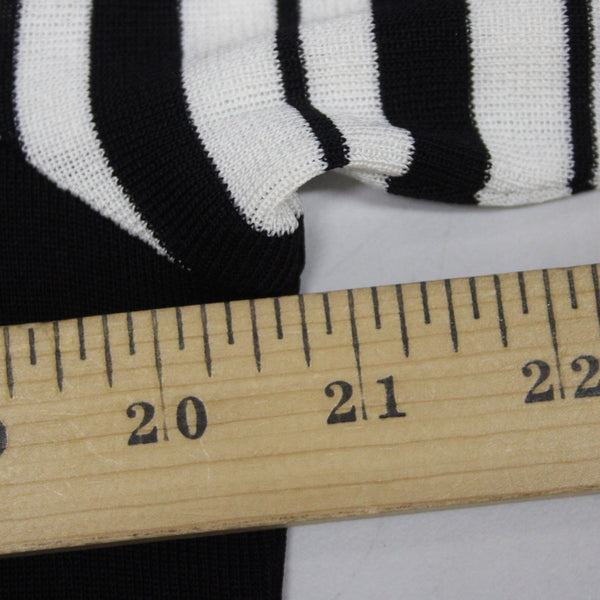 Misook Top Sz M Black White Striped Short Sleeve 100% Acrylic Top