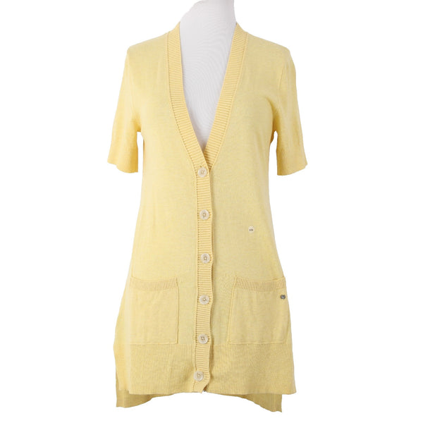 Eddie Bauer Cardigan Sweater NEW $60 Sz XS Yellow Buttons Pockets Cotton