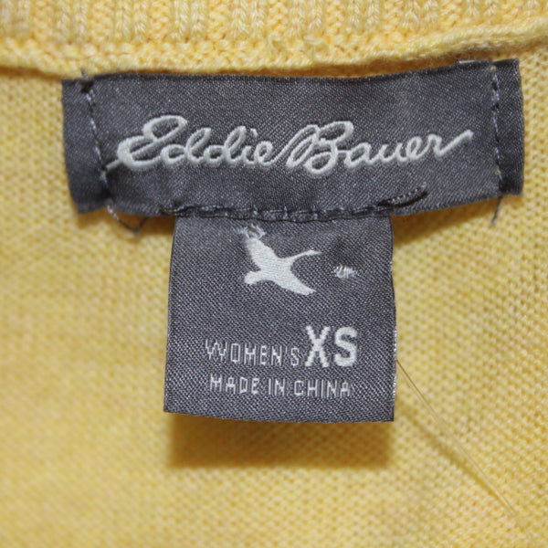 Eddie Bauer Cardigan Sweater NEW $60 Sz XS Yellow Buttons Pockets Cotton