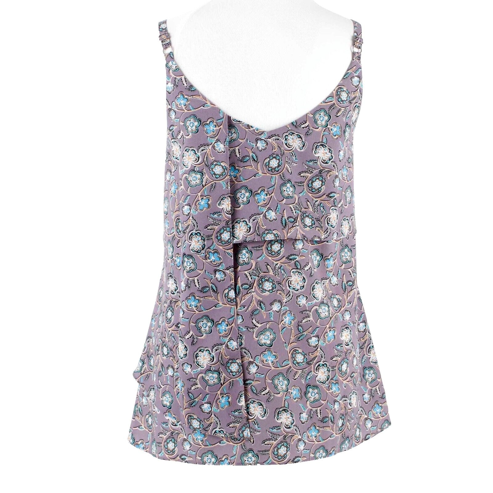 Cabi Sz M Lavender Blue Multi Color V Neck Layered 100% Polyester Top